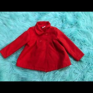 Girls Fall/Winter Pea Coat Red Size 3T